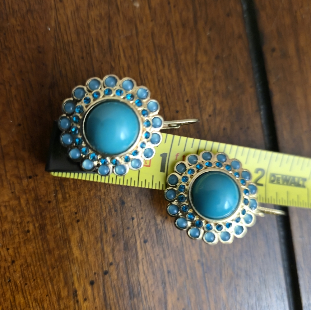 Banana Republic Gold And Turquoise Blue Drop Earrings - Picture 7 of 11